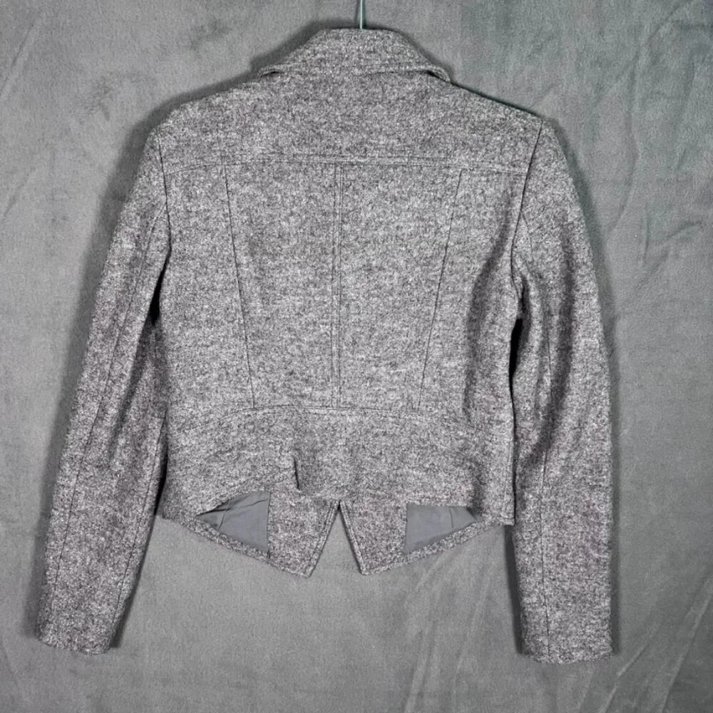 Ann‎ Taylor Boiled Wool Moto Jacket, Grey, XS - Picture 7 of 8